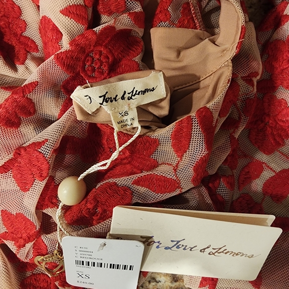 For Love And Lemons Red Floral Lace Dress XS NEW WITH TAGS - Picture 6 of 10